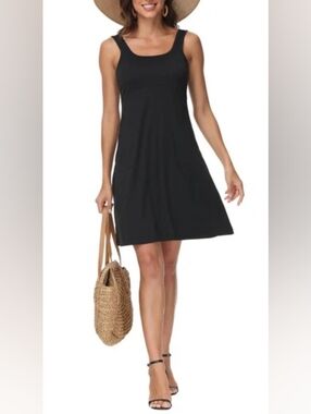 Black Scoop Neck Sleeveless Tank Dress UPF 50+ Women's Size 3XL